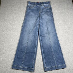 Spanx Jeans Womens M Blue Wide-Leg High Rise Relaxed Flared Denim